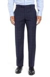 Zanella Parker Plaid Stretch Trousers In Navy