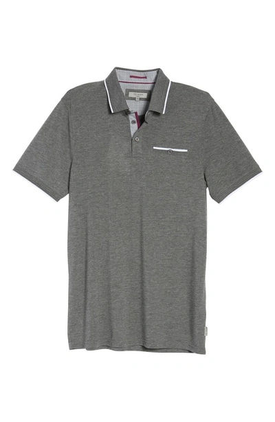 Ted Baker Derry Modern Slim Fit Polo In Charcoal