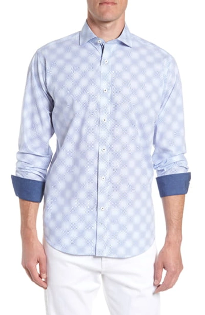 Bugatchi Classic Fit Illusion Check Sport Shirt In Sky