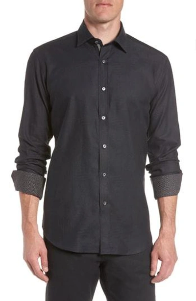 Bugatchi Shaped Fit Sport Shirt In Cavier