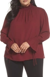 Vince Camuto Flare Tie Cuff Blouse In Radiant Red