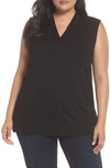 Vince Camuto Sleeveless V-neck Knit Blouse In Rich Black