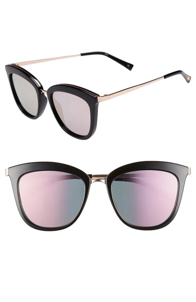 Le Specs Caliente 53mm Cat Eye Sunglasses - Black/ Rose Gold