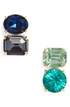 Kate Spade Double Drop Asymmetrical Stud Earrings In Blue Multi