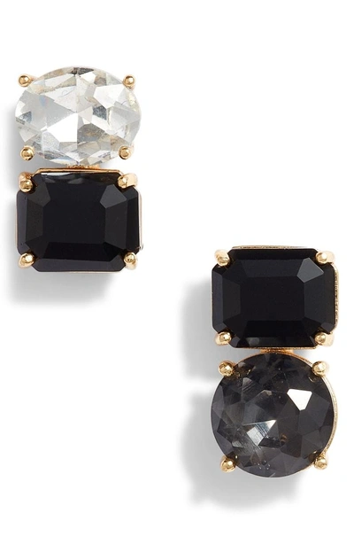Kate Spade Double Drop Asymmetrical Stud Earrings In Neutral Multi