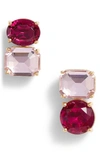 Kate Spade Gold-tone Double-stone Mismatch Stud Earrings In Pink Multi