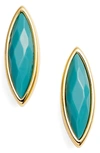 Gorjana Palisades Stud Earrings In Teal Dyed Jade/ Gold