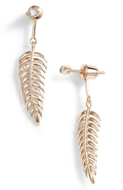 Melanie Auld Feather Drop Earring In Gold