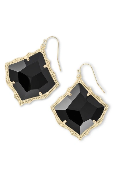 Kendra Scott Kirsten Drop Earrings In Black Opaque Glass/ Gold