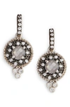 Freida Rothman Single Stone Drop Earrings In Black/ White/ Silver