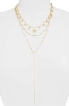 Panacea Layered Lariat Necklace In Gold