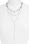 Panacea Layered Lariat Necklace In Silver