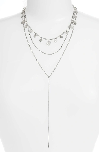 Panacea Layered Lariat Necklace In Silver