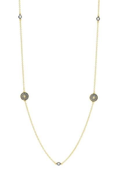 Freida Rothman Double-sided Pave Disc Station Necklace In Black/ White/ Gold