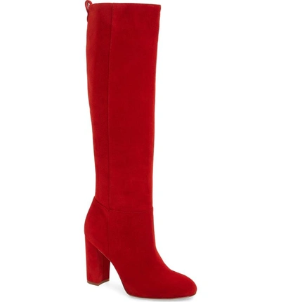 Sam Edelman Caprice Knee-high Boot In Candy Red Suede