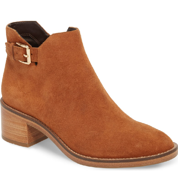 Cole Haan Harrington Grand 360 Low-heel Suede Buckle Booties, British Tan In British Tan Suede