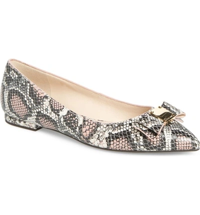 Cole Haan Tali Bow Skimmer Flat In Rose Snake Print Leather
