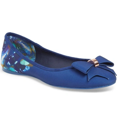 Ted Baker Immep Bow Flat In Butterfly Print Fabric