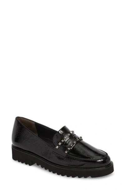 Paul Green Sofia Loafer In Black Crinkle Patent