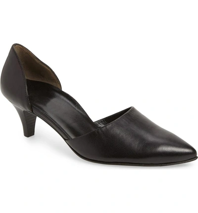 Paul Green Shey Pointy Toe Pump In Black Leather