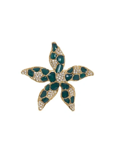 Oscar De La Renta Starfish Crystal-embellished Brooch In Emerald