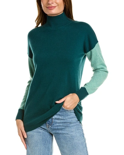 Sofiacashmere Colorblock Cashmere Tunic Sweater In Green