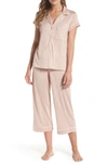 Eberjey Gisele Cropped Two-piece Jersey Pajama Set In Quartz