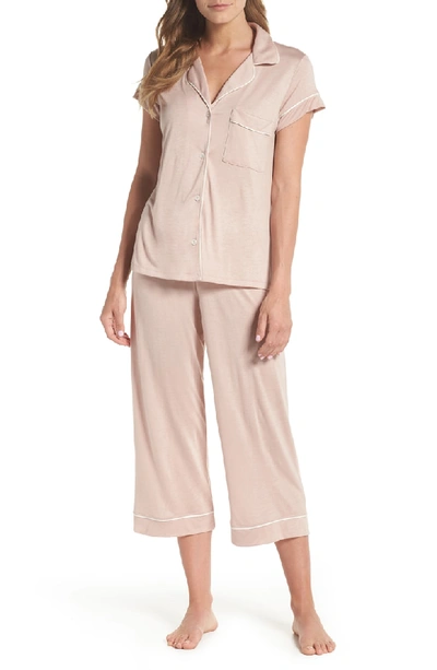 Eberjey Gisele Cropped Two-piece Jersey Pajama Set In Quartz