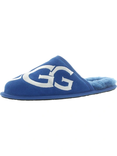 Ugg Scuff Logo Mens Suede Slip On Mule Slippers In Blue