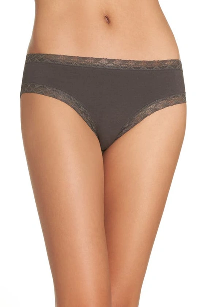 Natori Bliss Cotton Girl Briefs In Dark Grey