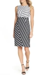Vince Camuto Stripe Sheath Dress In Black/ Ivory