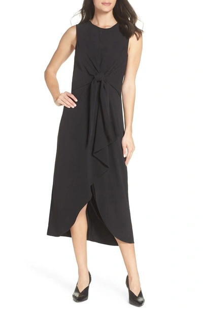 Sam Edelman Tie Front Midi Dress In Black