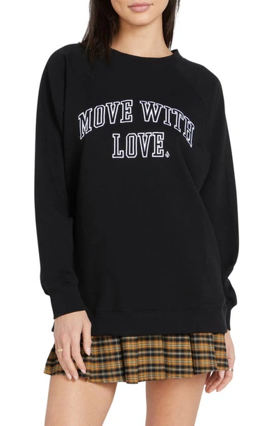 Volcom Juniors' Dede Boyfriend Crew Sweatshirt In Black