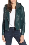 Blanknyc Meant To Be Moto Jacket With Removable Hood In Evergreen