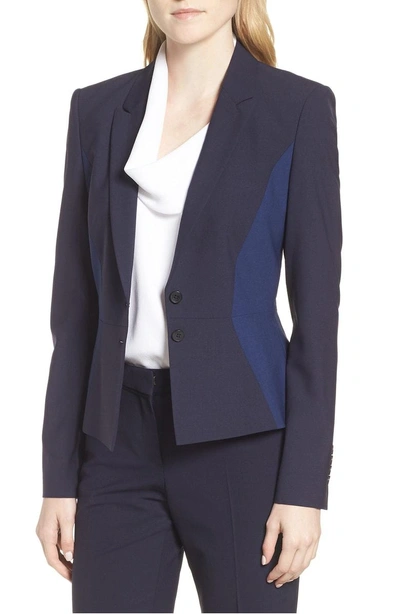 Hugo Boss Jolia Patchwork Jacket In Patchwork Fantasy Navy/ Blue