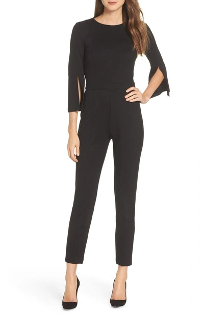 Ali & Jay Slit Sleeve Slim Leg Jumpsuit In Black