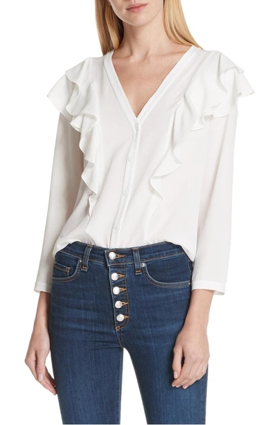 Veronica Beard Ruffle Shoulder Blouse In Ivory