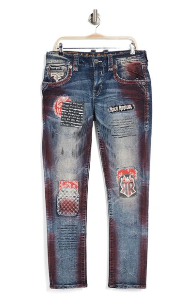 Rock Revival Jaser Distressed Slim Taper Jeans In Vtg Blu