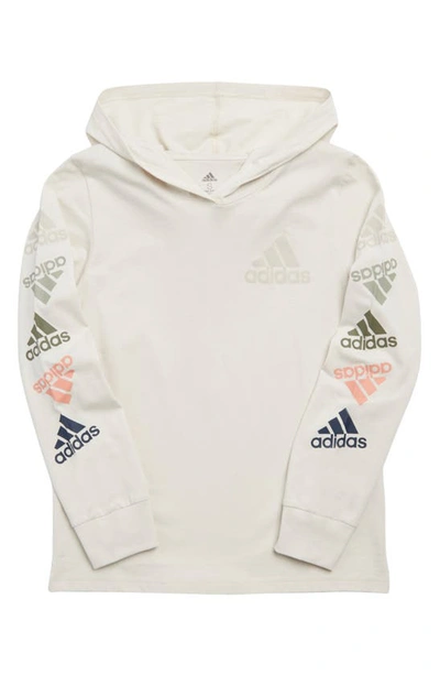 Adidas Originals Adidas Kids' Logo Long Sleeve Hooded T-shirt In Alumina