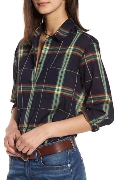 Madewell Oversize Ex-boyfriend Plaid Shirt In Jade Green