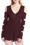 1.state Cutout Sweater In Warm Plum