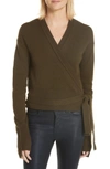 Helmut Lang Cashmere Wrap Cardigan In Peat
