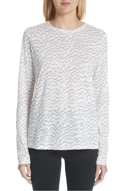 Proenza Schouler Cracked Pattern Tissue Jersey Tee In White/ Red/ Pink Stone