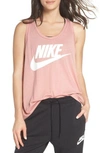 Nike Essential Logo Tank In Rust Pink/ Rust Pink/ White