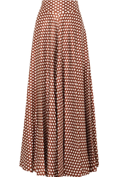 Diane Von Furstenberg Polka-dot Silk-satin Maxi Skirt In Neutrals