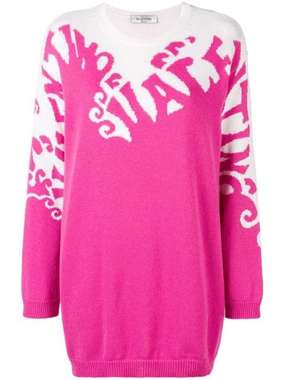 Valentino Waves Long-sleeve Cashmere Sweater In Pink