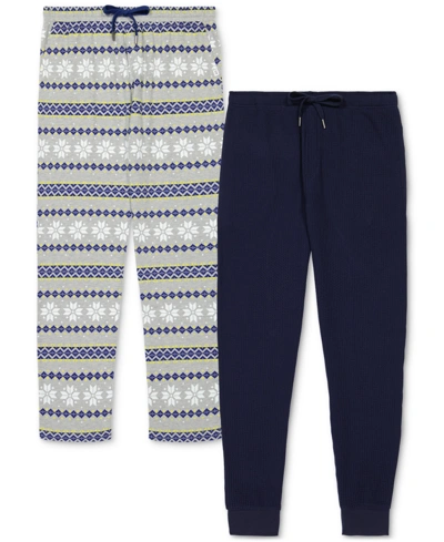 Gap Men's 2-pk. Waffle-knit Jogger-leg Pajama Pants In Navy,fair Isle Grey