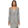 Maison Margiela Cold Shoulder Check Blazer In White & Black In 001f Check