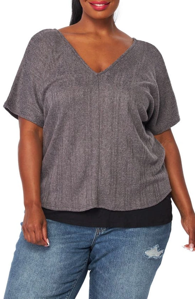 Bluegrey Double V-neck Top In Grey