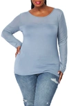 Bluegrey Mesh Long Sleeve Mixed Media Top In River